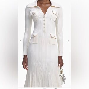 Self-Portrait Ivory Ribbed Knitwear